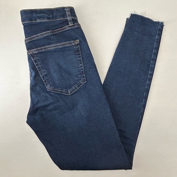 Topshop Moto Jamie Skinny Jeans High Rise Raw Hem Dark Indigo Blue Size 26 - Picture 13 of 14